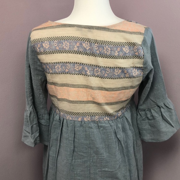 Babydoll Blue Dress with Tassel front - Picture 7 of 8